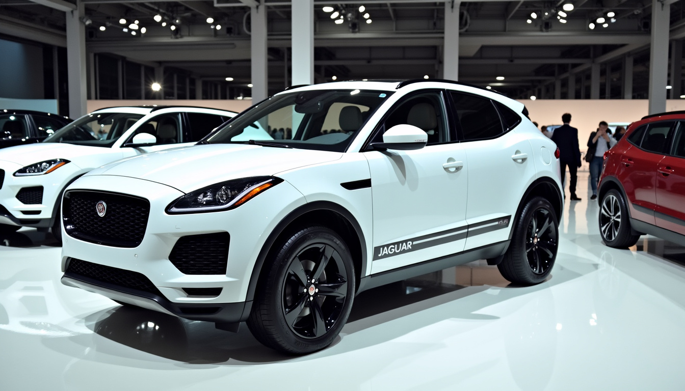 Concessionnaire Jaguar moderne en 2026, avec plusieurs véhicules exposés à l