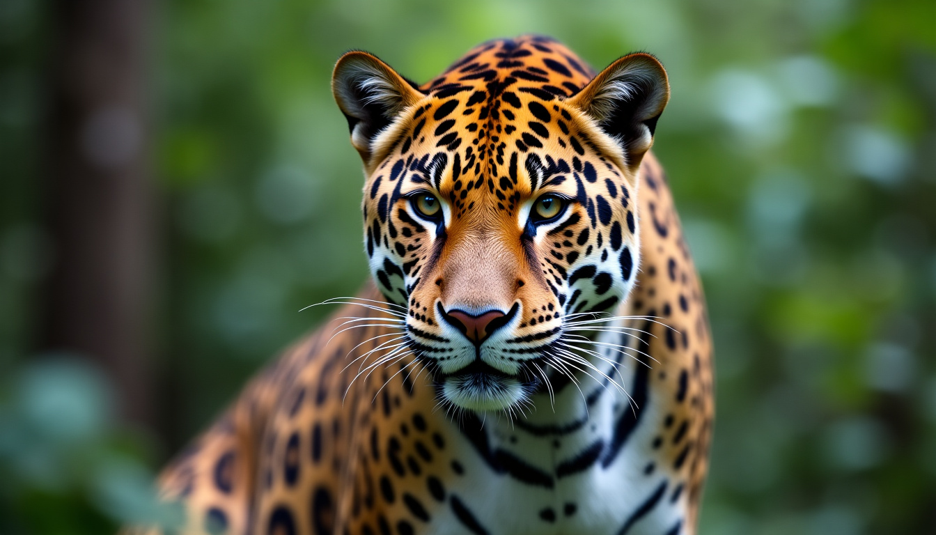 Jaguar en pleine forêt tropicale, observant son environnement avec une posture attentive et puissante
