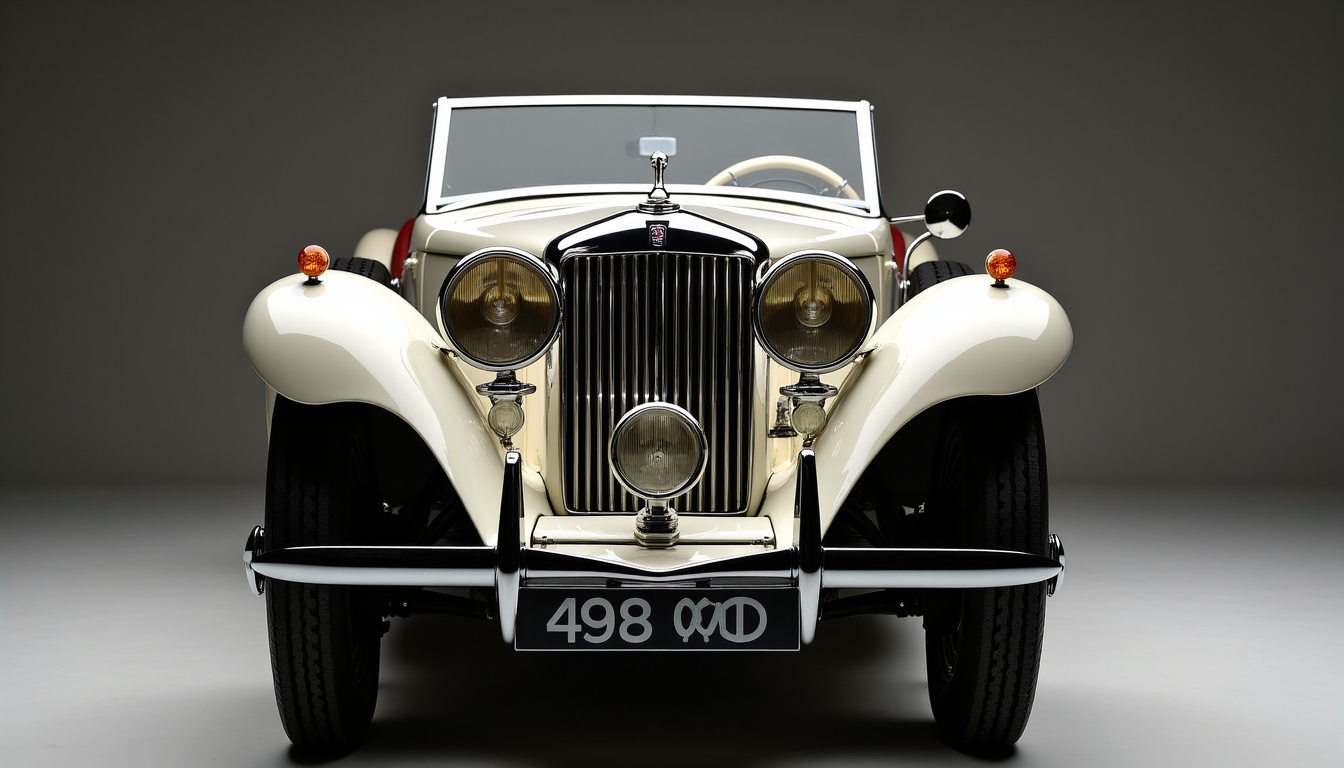 Première voiture Jaguar, modèle SS Jaguar 100 de 1935, exposée dans un musée