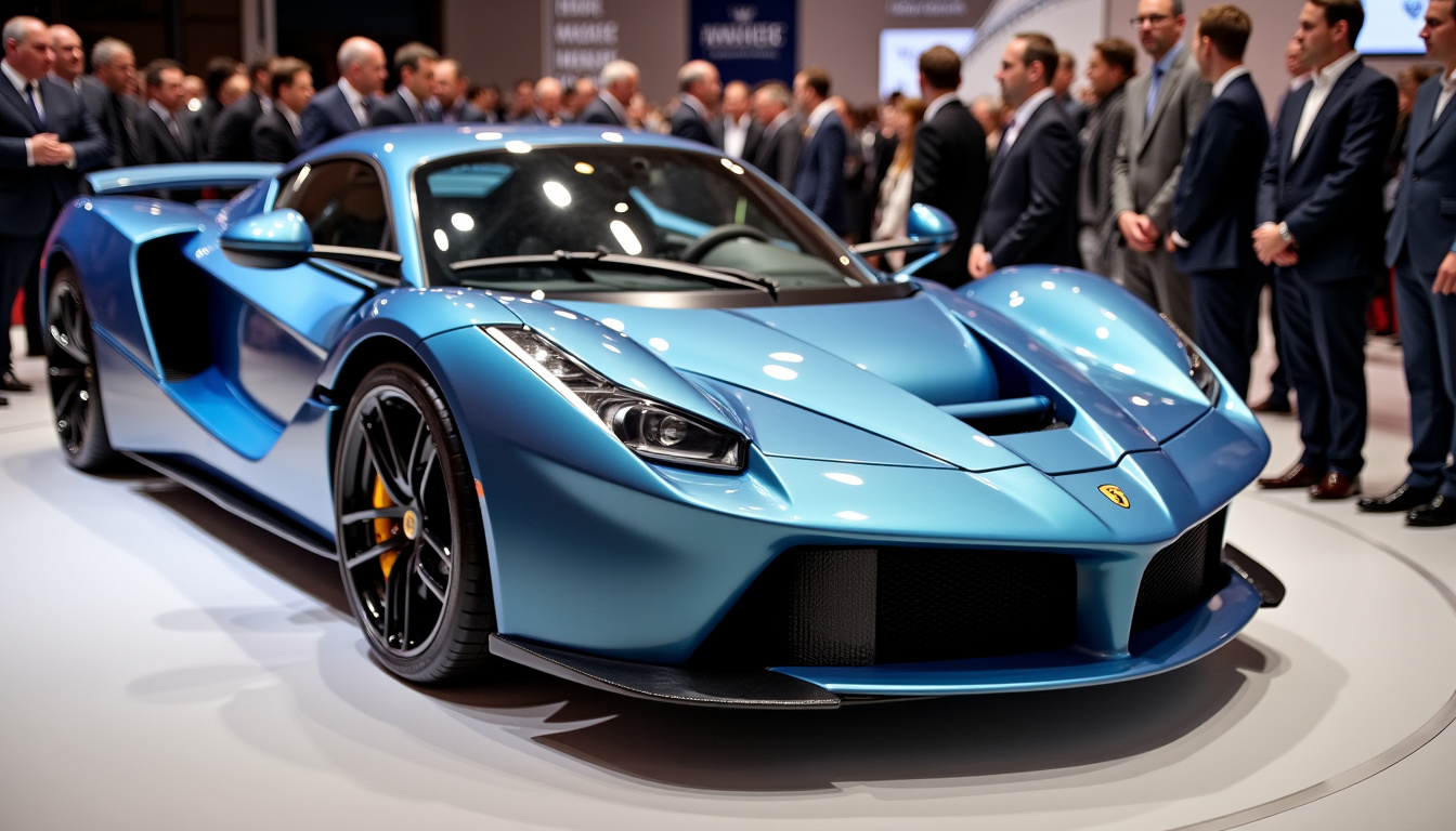 Représentation artistique de la fondation de World of Cars en 2018 par un couple de passionnés près d