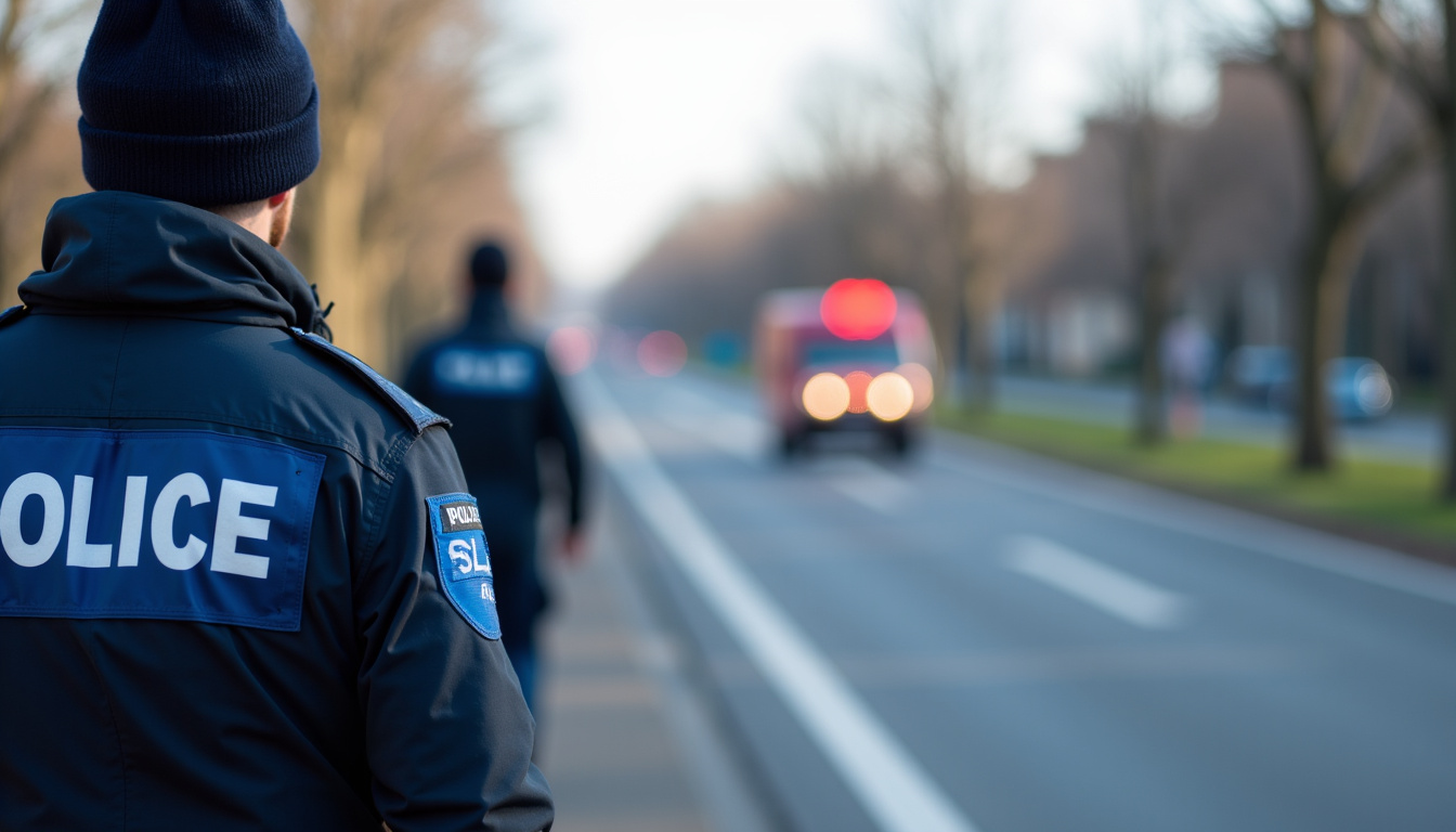 Verbalisation pour pneus lisses par un agent de police sur une voie publique