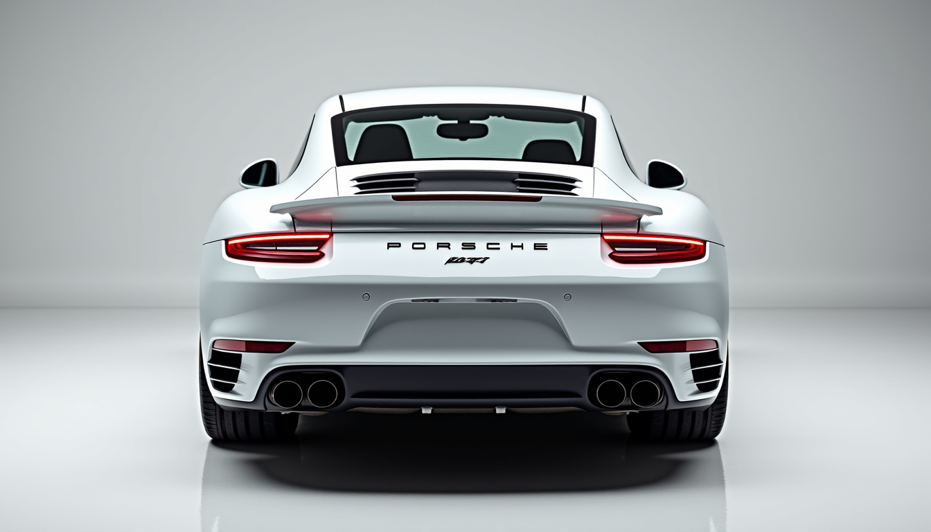 Vue arrière de la Porsche 911 (997) Turbo montrant l