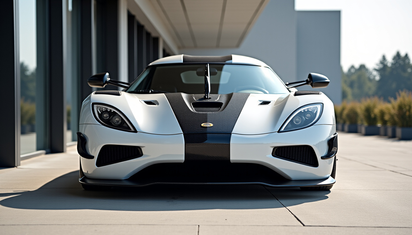 Vue de la Koenigsegg CC850 en extérieur, montrant ses lignes épurées et son design fidèle à la CC8S