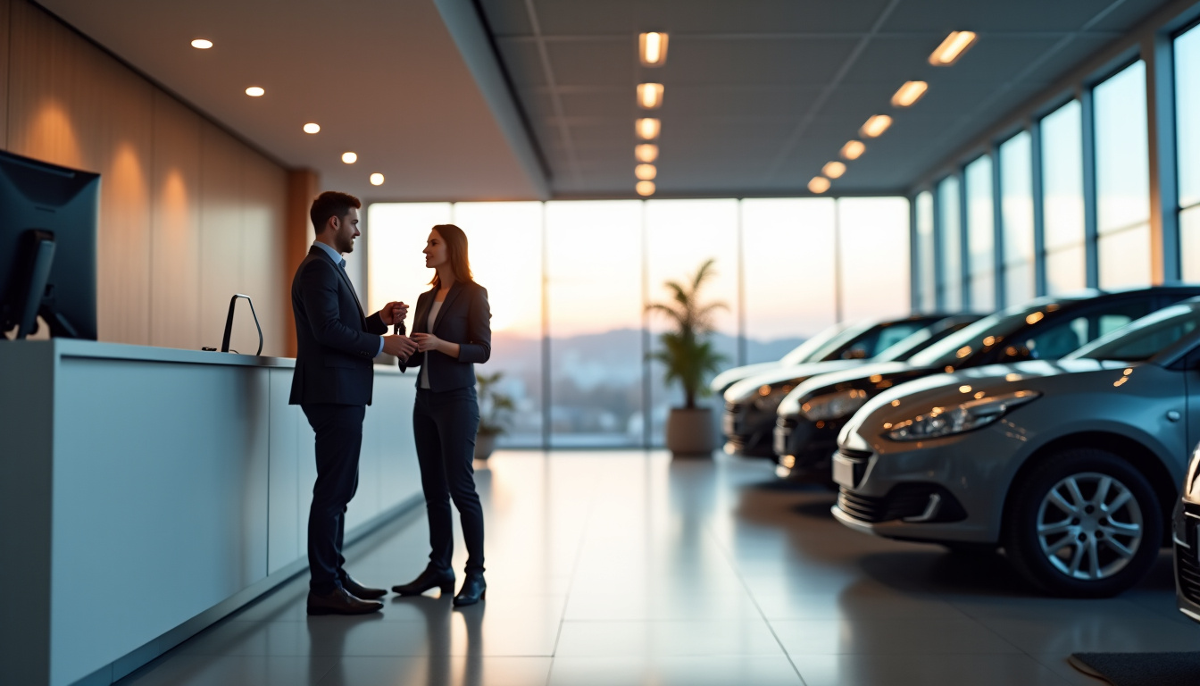 Agence de location de véhicules à Bordeaux avec exposition de voitures et utilitaires