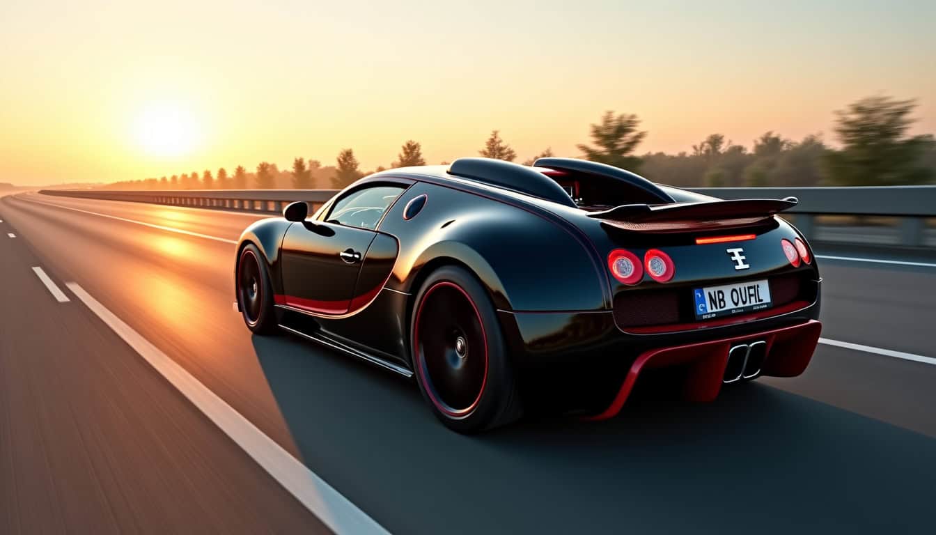 Bugatti Veyron Super Sport de GMK en pleine accélération sur autoroute