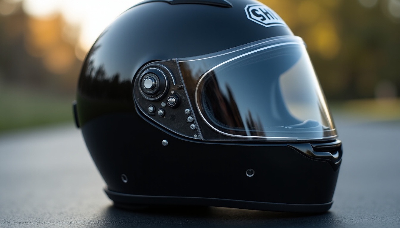 Casque Shoei avec visière ouverte et système Pinlock anti-buée visible