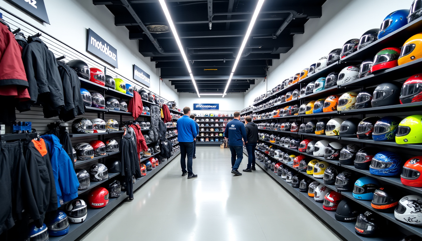 Intérieur du magasin Motoblouz à Carvin, dans le Nord de la France