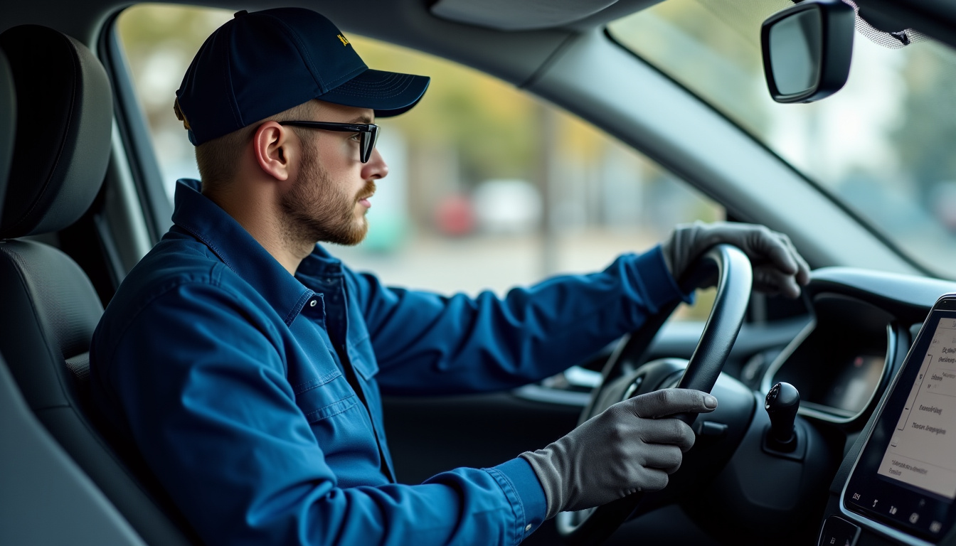 Mécanicien en train de remplacer une courroie d