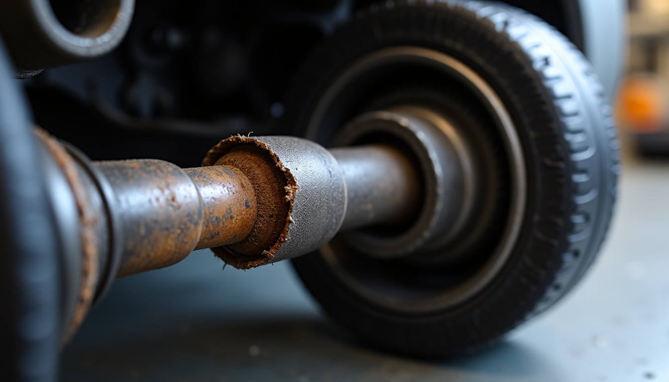 Soufflet de cardan déchiré montrant l