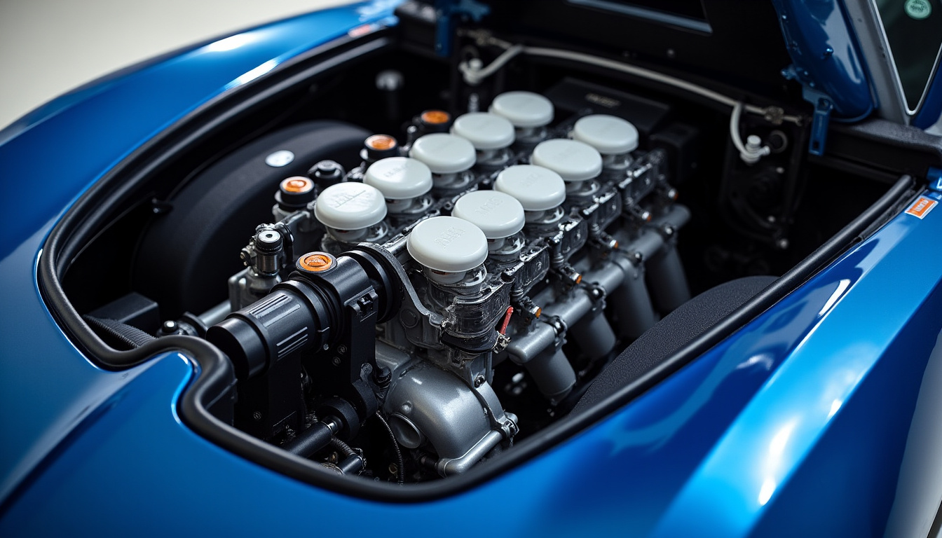 Vue détaillée du moteur W16 de 8,0 litres de la Bugatti Chiron