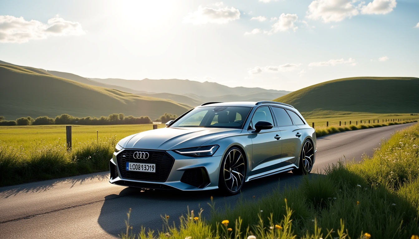 Audi RS6 C5 Avant en position stationnaire sur une route de campagne