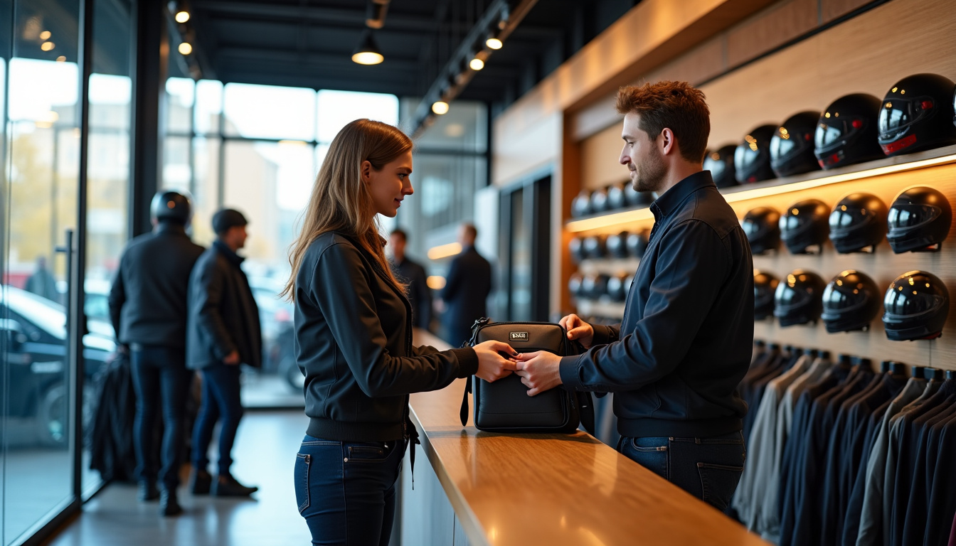 Client récupérant sa commande au magasin Motoblouz de Seclin