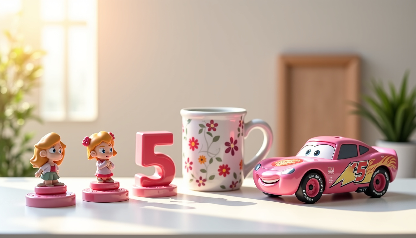 Collection de matériel dérivé de Flo: figurines, mugs, plaques décoratives