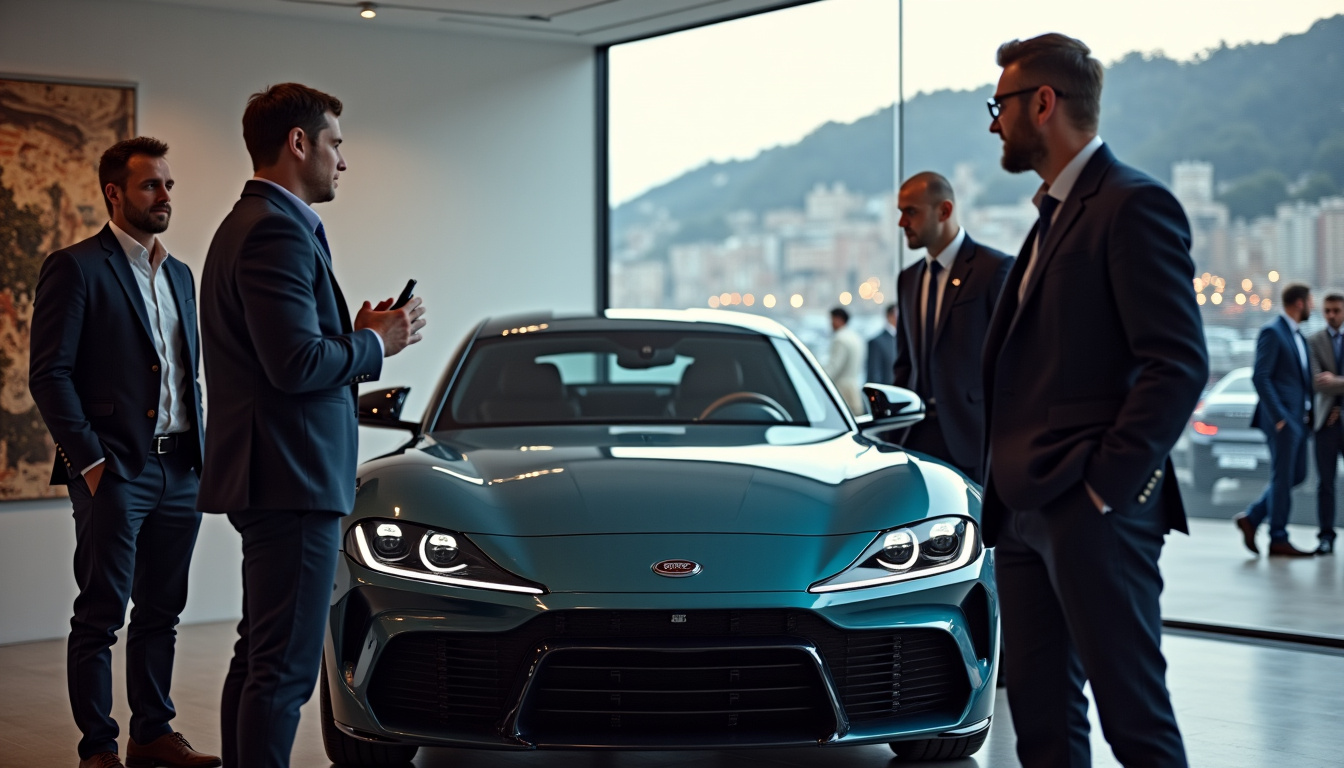 Groupe de passionnés automobiles discutant autour d