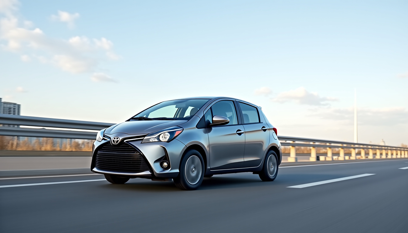 Toyota Yaris de quatrième génération, modèle 2022, vue extérieure en couleur grise métallisée