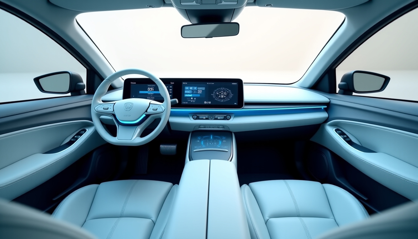 Intérieur de la BYD Dolphin Surf avec écran rotatif et design futuriste