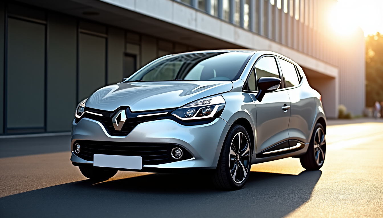 Renault Clio 5 vue de face et de profil, montrant son design moderne avec calandre imposante et feux LED