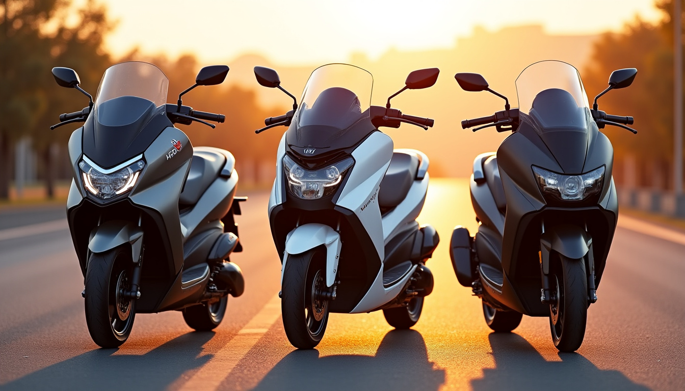 Tableau comparatif visuel entre le Honda X-ADV 750, le BMW C 400 X et le Yamaha X-Max 300